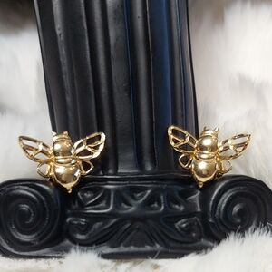 18k Gold Bee Earrings